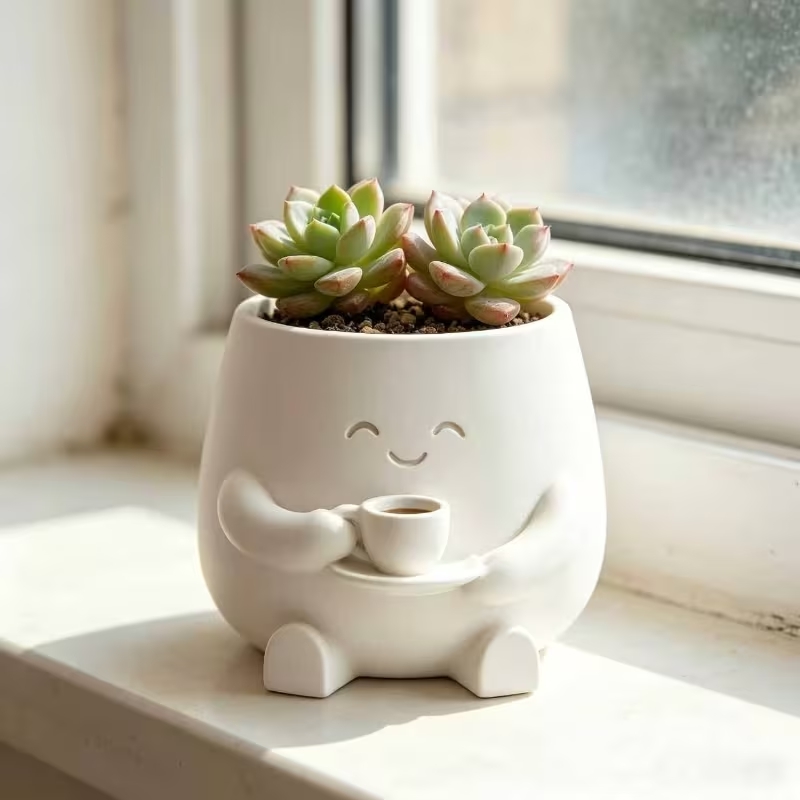 Cactus Mix Pot - Vaso per Fiori con Faccia di