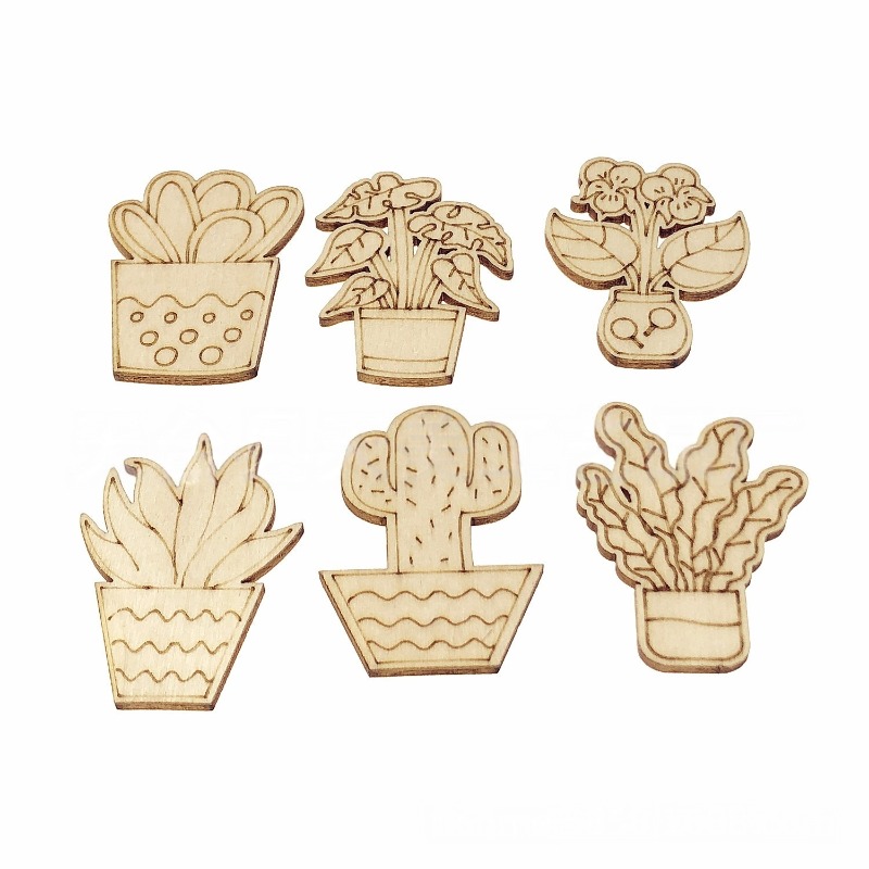 Cactus Mix Pot - 50 Pezzi di Charms in Legno
