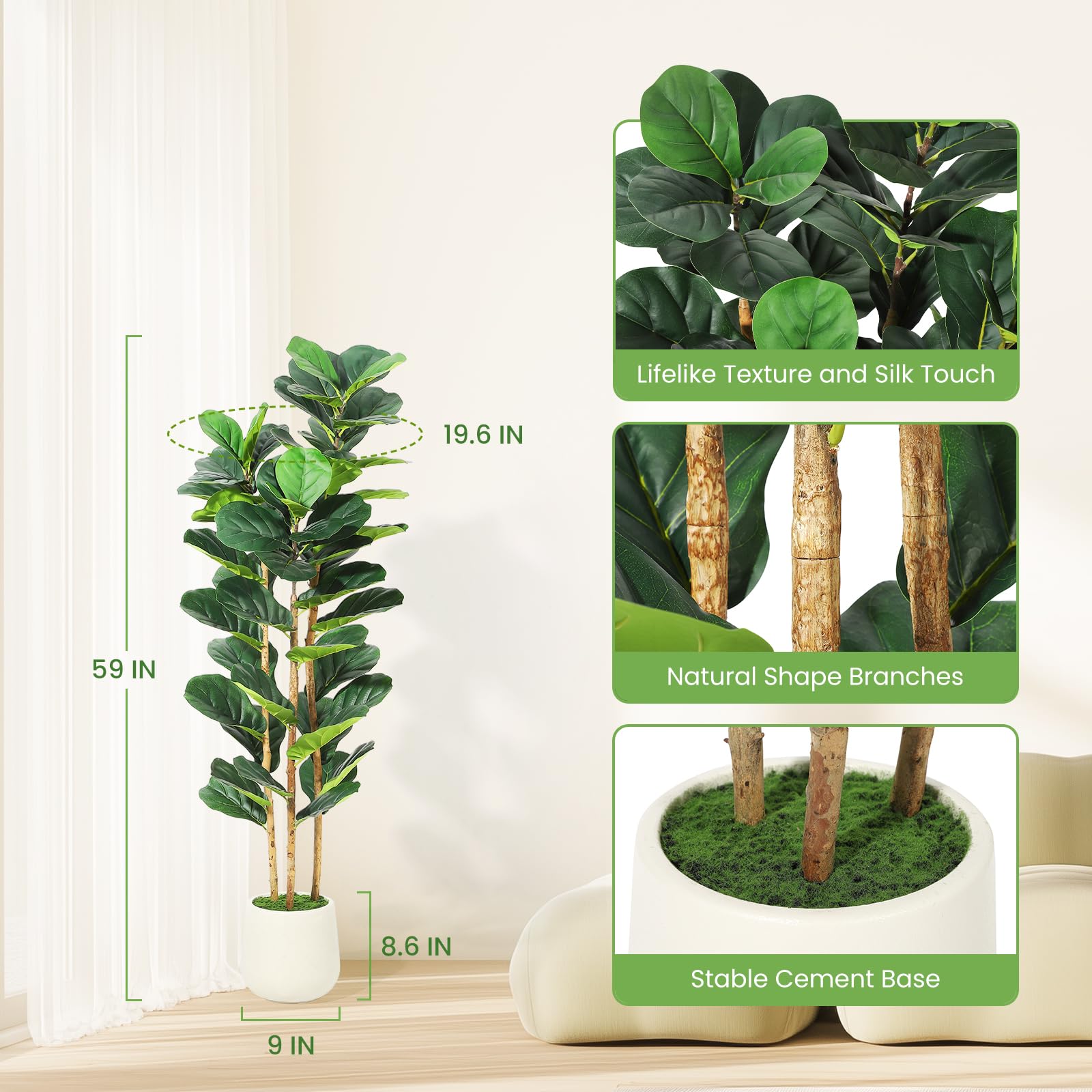 Ficus Lyrata Artificiale con V - Rubber Plant Ficus recensione e prezzo